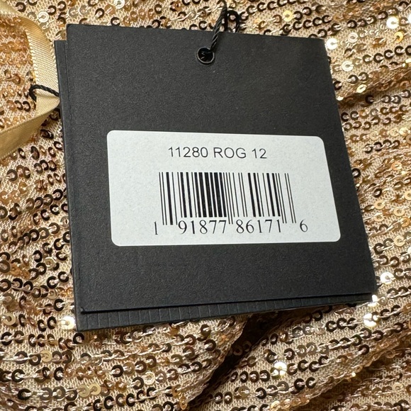 NWT Ieena for MacDuggal #11280 Sequined Soft Tie Halter Neck Column Gown Size 12 - Picture 7 of 10